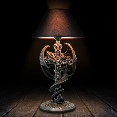 Figurine draconis crucis gothic lamp